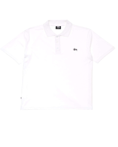 White Stussy Authentic SS Polo Men's Shirts | USA000293