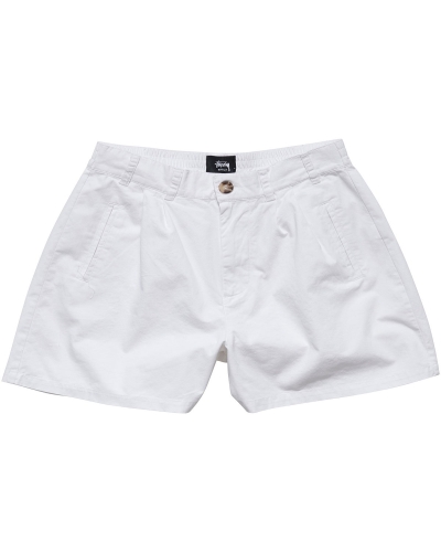 White Stussy Brentwood Pleated Women's Shorts | USA000630