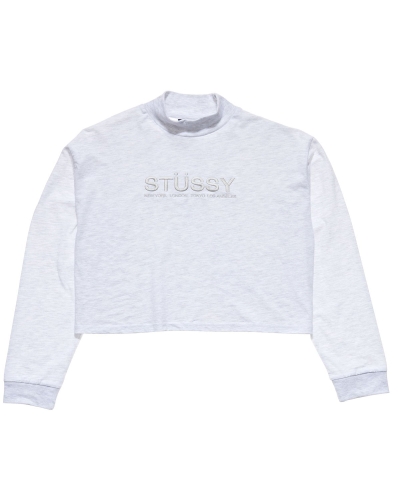 White Stussy Chandler Mock Neck LS Women's Sweatshirts | USA000895