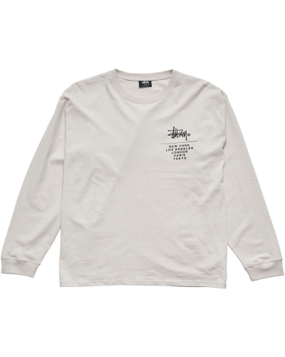 White Stussy Cities Stack Men's Sweatshirts | USA000899