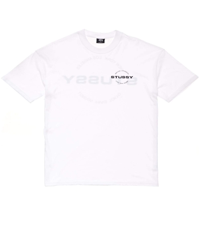 White Stussy City Circle SS Men's T Shirts | USA000124