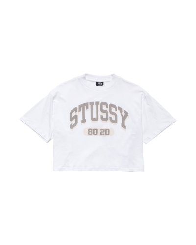 White Stussy College Boxy Women's T Shirts | USA000130