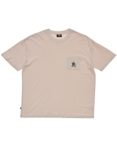 White Stussy Crown Pocket SS Men's T Shirts | USA000147