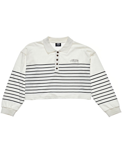 White Stussy Emerson Stripe Rugby Women's Shirts | USA000306