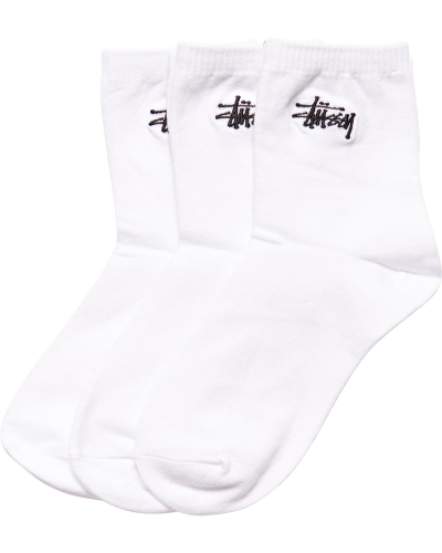 White Stussy Graffiti Crew (3 Pack) Men's Socks | USA000724