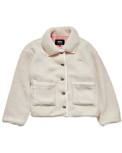 White Stussy Graffiti Sherpa Coaches Women's Jackets | USA000344