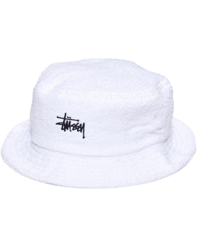 White Stussy Graffiti Terry Bucket Men's Hats | USA000461