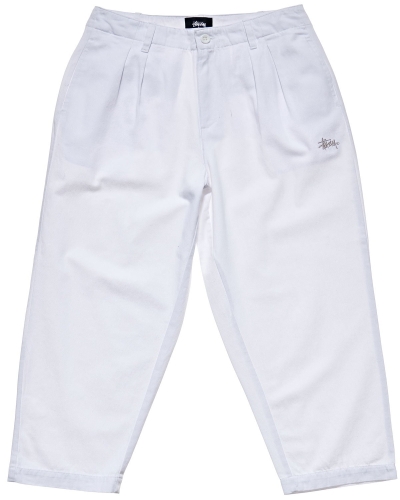 White Stussy Harlan Cropped Pleat Women's Pants | USA000558