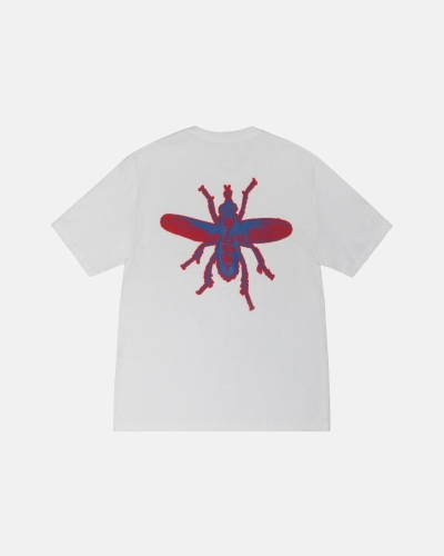 White Stussy Housefly Men's T Shirts | USA000219