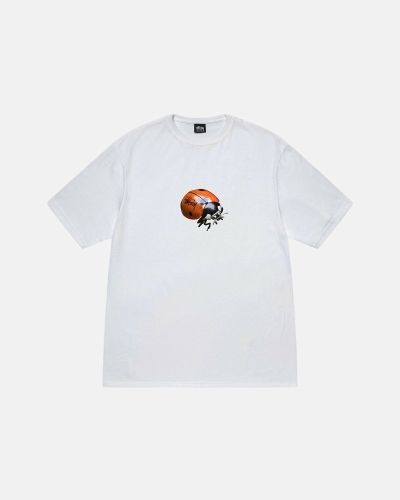 White Stussy Ladybug Men's T Shirts | USA000234