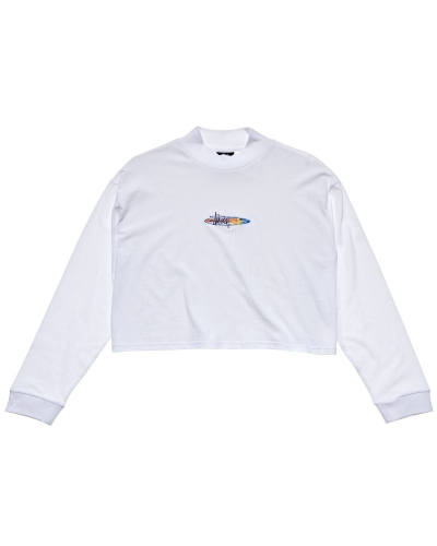 White Stussy Maui Mock Neck LS Women's Sweatshirts | USA000939