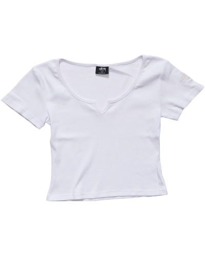 White Stussy Mission Rib Insert Women's T Shirts | USA000243