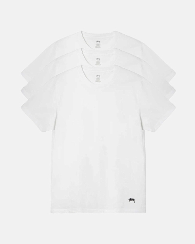 White Stussy Pack Of 3 Tagless Cotton Jersey Men's Undershirts | USA001017