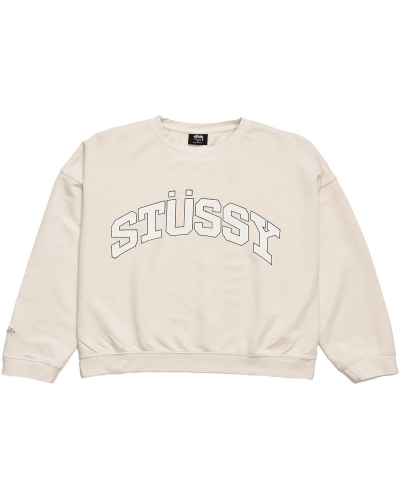 White Stussy Scholarship BF Crew Women's Sweaters | USA000850