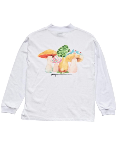 White Stussy Shrooms Mock Neck LS Women's Sweatshirts | USA000954