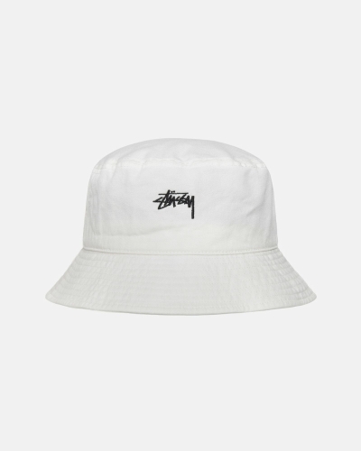 White Stussy Stock Men's Bucket Hats | USA000481