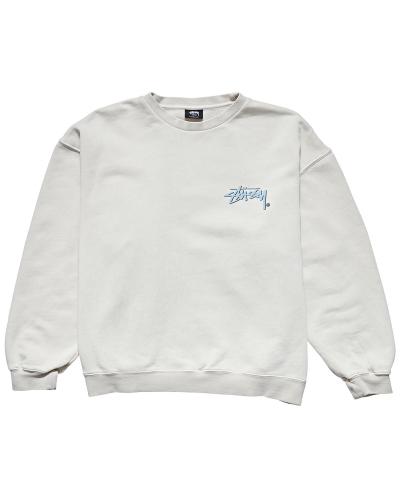 White Stussy Stock Shadow Crew Men's Sweaters | USA000855