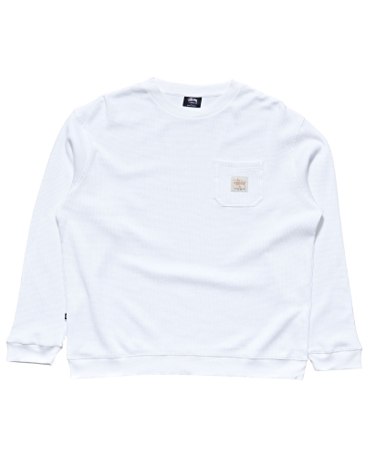 White Stussy Workwear Waffle Crew Men's Sweaters | USA000867