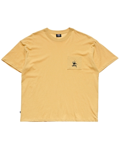 Yellow Stussy Crown Pocket SS Men's T Shirts | USA000146