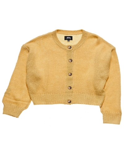 Yellow Stussy Mable Button Up Cardy Women's Sweaters | USA000844